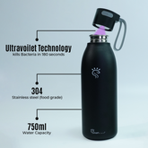 Black UV-C LED Flask 2.0 Ultra voilet Technology